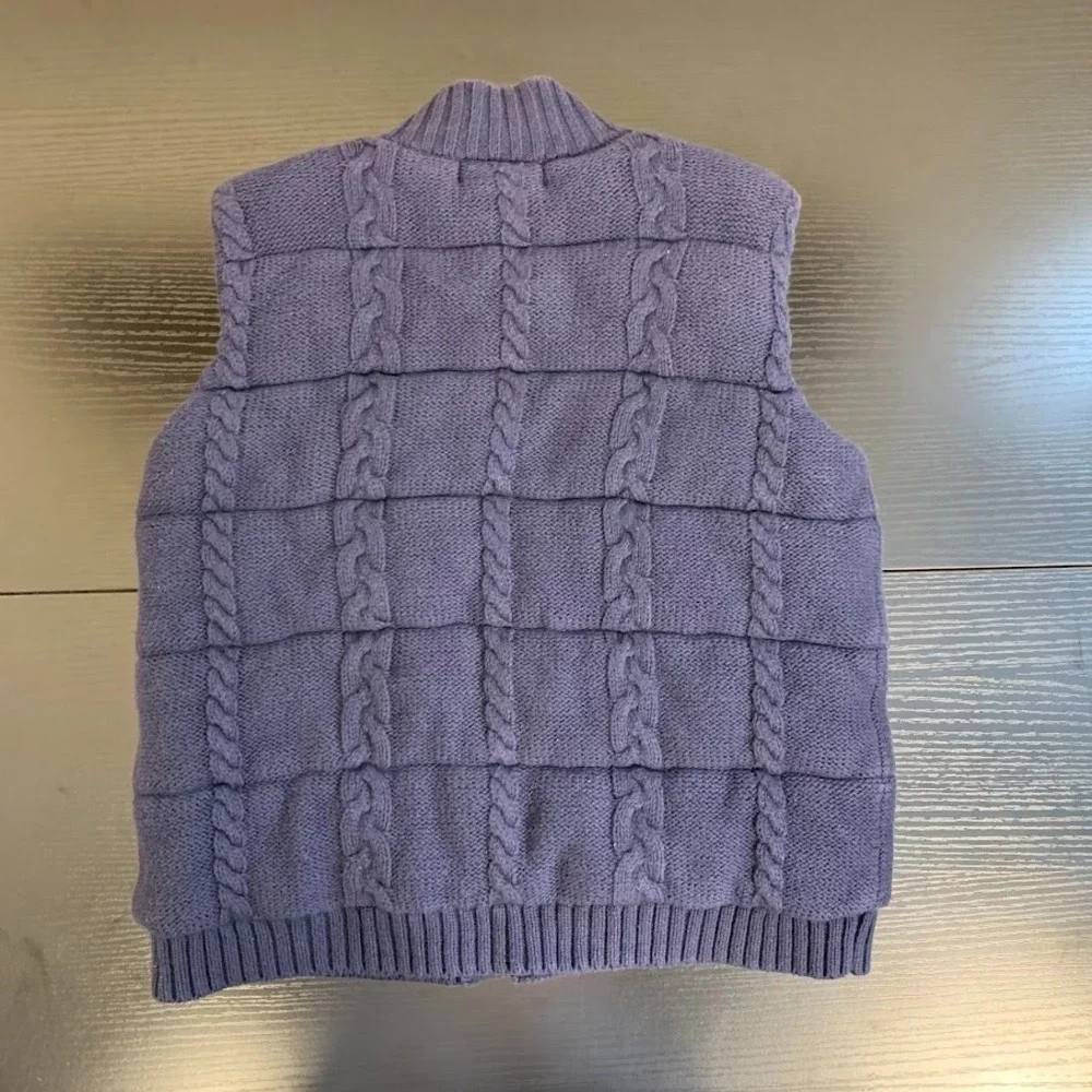 Janie and Jack Navy Blue Cable Knit Puffer Vest‎ Preppy Holiday Boys Youth 5-6